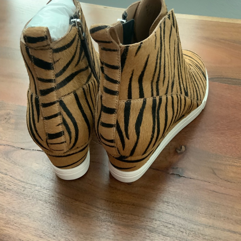 LINEA Paolo Anna Platform Wedge Sneaker Bootie Zebra Print Size 8 - Picture 5 of 7